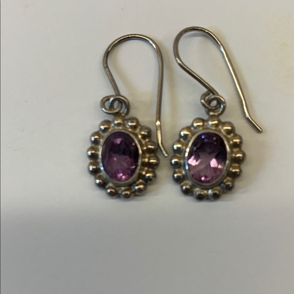 Vintage Amethyst and Sterling Silver Drop Earrings